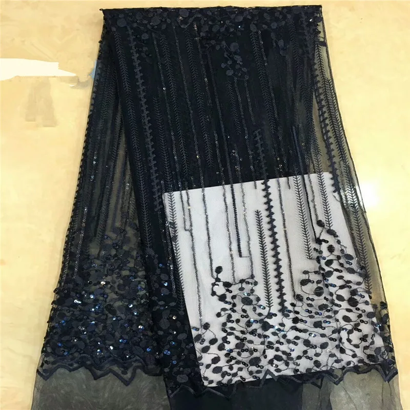 

African Sequins Lace Fabric 2019 High Quality Lace French Sequence Tulle Lace Nigerian Lace Fabrics For Wedding Dress xc65-1816