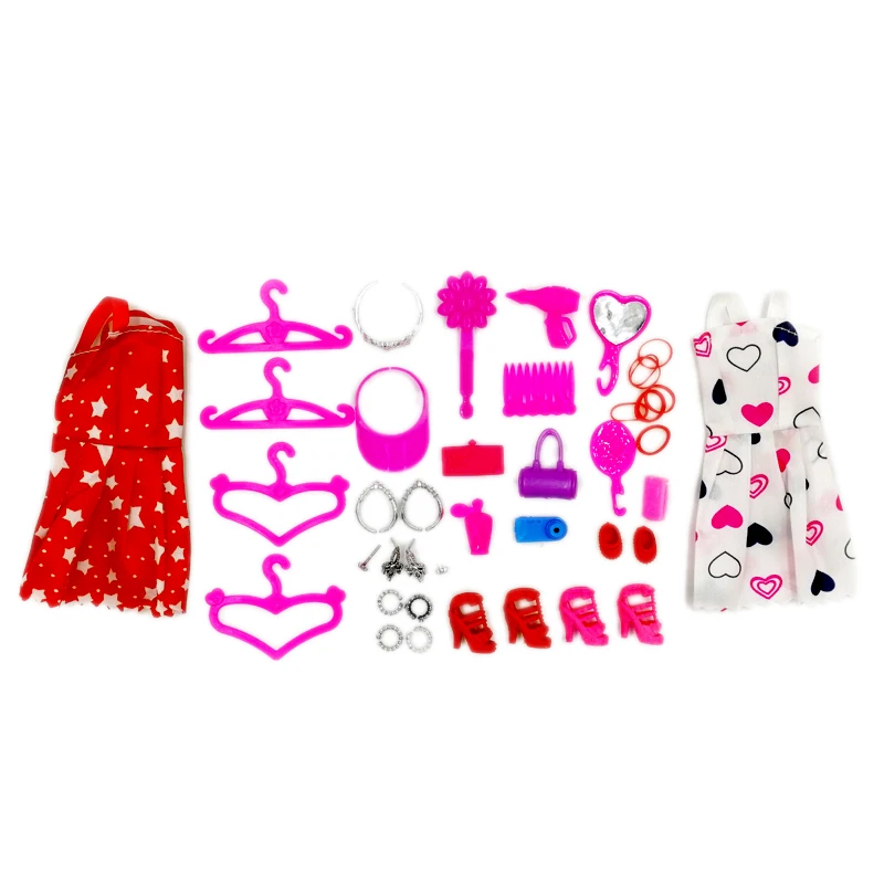 2 шт. одежда 40 шт. набор аксессуаров Кукла Барби ролевые игрушки сумка для рук различные аксессуары на высоком каблуке Забавные игрушки Brinquedo для детей