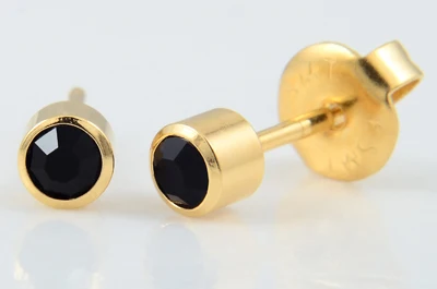 Showlove-1 упаковка, новые одноразовые безопасные Сережки для пирсинга, стерилизованные сережки, пирсинг, пистолет, набор инструментов, встроенные сережки, CZ драгоценный камень - Окраска металла: Gold Black Gem