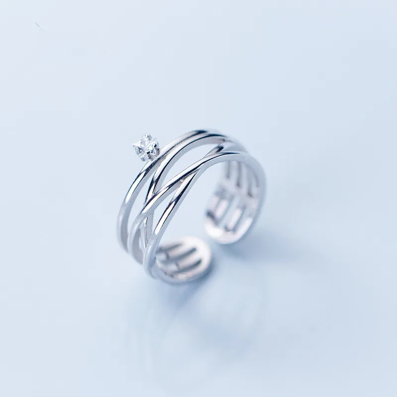 

100% Authentic REAL.925 Sterling Silver Fine Jewelry Hollow Twisted Cross Criss Long Ring with round cz GTLJ1441