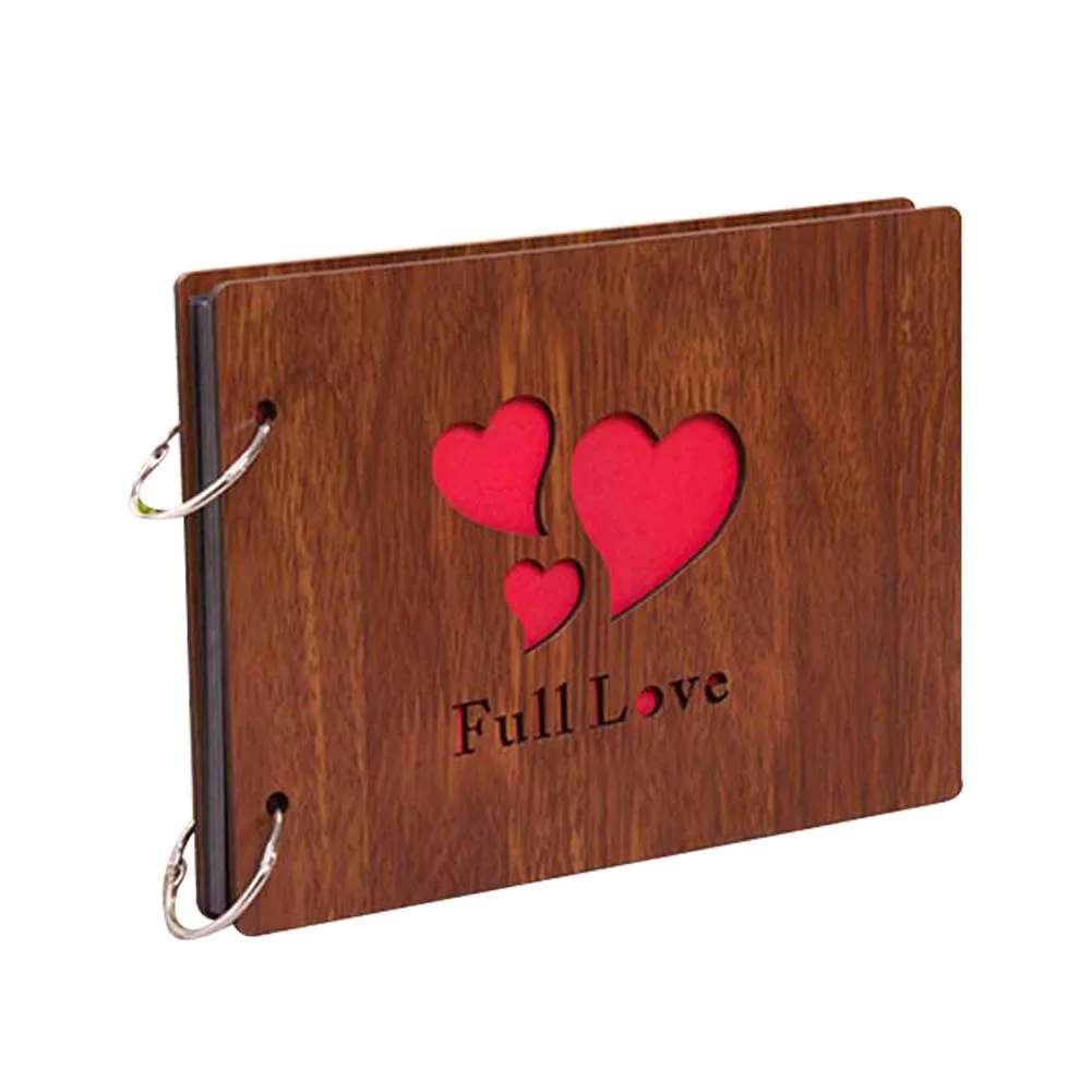 

8 Inch Photo Albums Wood Cover Albums Handmade Loose-leaf Pasted Photo Album Personalized Album E2S