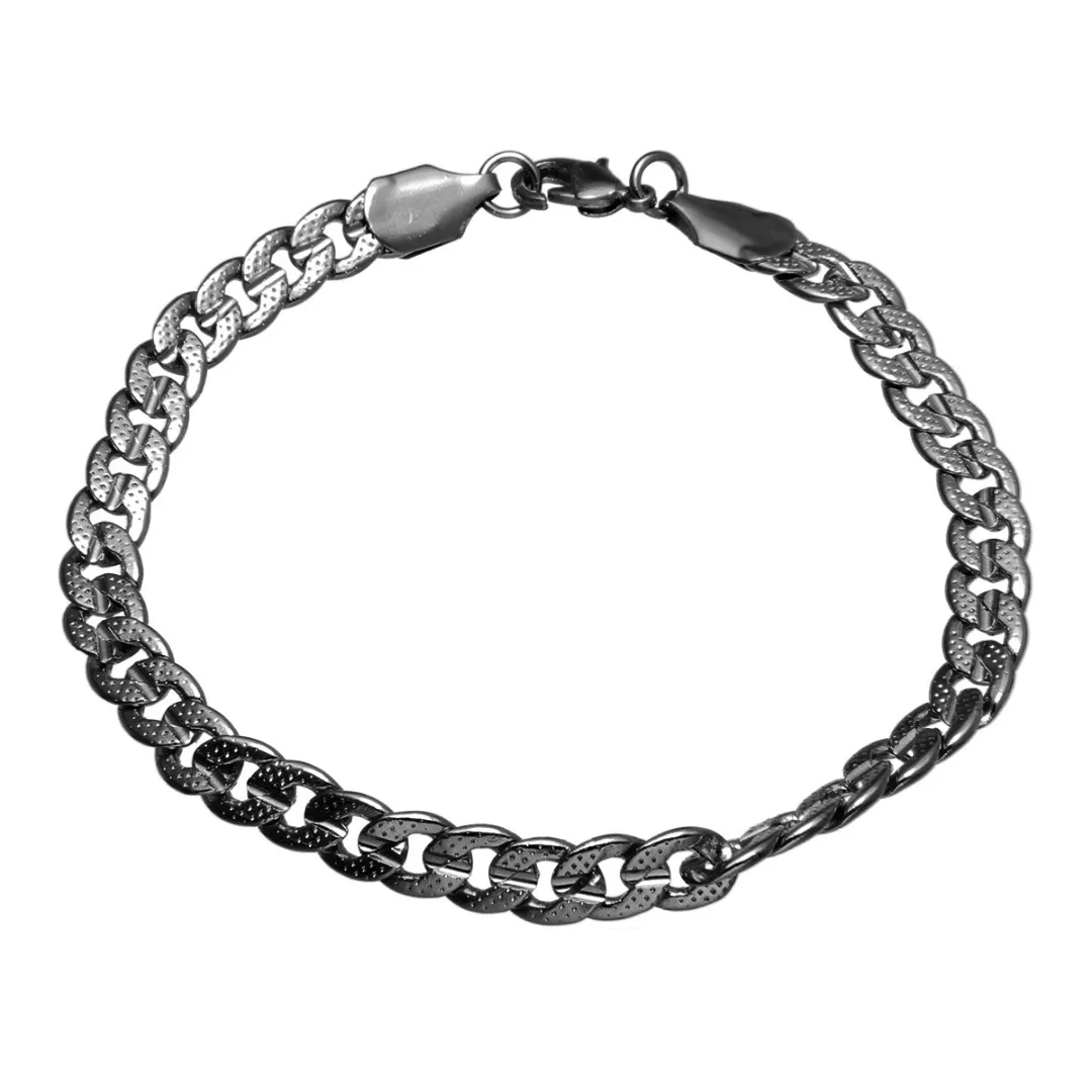 Vintage Curb Chain Bracelet Bangle For Men Punk 8mm Stainless Steel Flat Cuban Chain Shellhard Female Jewelry Pulseira Masculina