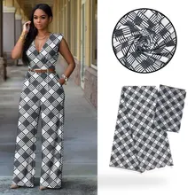 Белая и черная шелковая ткань с цифровым принтом Анкара Африканский Воск узор 4 ярдов шелк Анкара+ 2 ярдов настоящий Шелковый шарф для платья