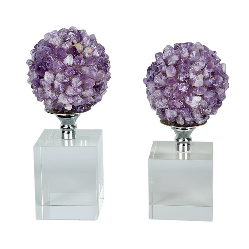 Natural Amethyst Cluster Flower Ball Ornaments Living Room Study High