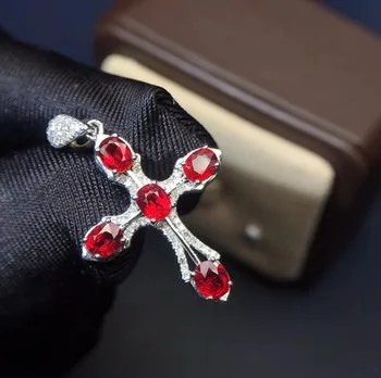 

Fine Jewelry Real 18K Gold AU750 G18K Cross Natural 100% Ruby Pendant Emearld Gold Diamond Pendant Gemstone Necklaces for Women