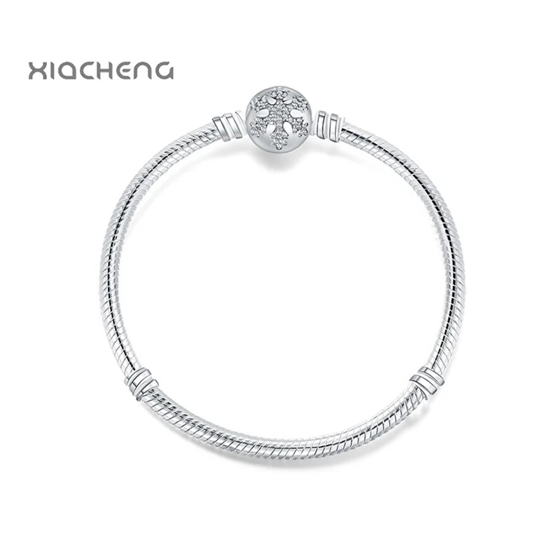 Серебряные Подвески Снежинка застежка клип основные браслеты Сделай Сам змея цепь для Сделай Сам бисер подвеска браслет для женщин BB010