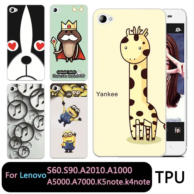 QMSWEI Soft TPU Clear Phone case For Lenovo S60 S90 A2010 a1000 a5000 A7000 k5note k4note k3note Minion Music Deer Cover |