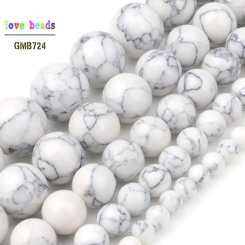 

4/6/8/10/12mm Second Generation White Howlite Beads for Jewelry Bracelet Making Round Loose Beads Strand 15''