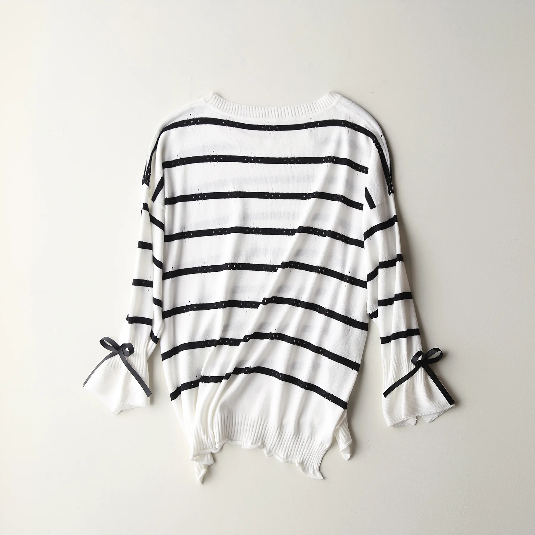 

2019 early spring new Self-made Striped Women's Knitted Shirt 7-6076