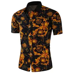 M-7XL цветок рубашки для мальчиков 2019 Мужская рубашка с коротким рукавом повседневное slim fit для мужчин s платье рубашки мальчиков новый