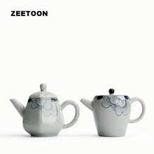 180 мл японский Стиль синий и белый Гибискус Чай фарфоровый горшок Чай горшок Кофе чайник Керамика кунг-фу Чай комплект винтаж Домашний Декор