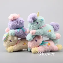 Muñeco de peluche de unicornio tumbado para niñas, juguete de peluche de estrella gemela pequeña en 4 colores, rosa, verde, morado y Beige, de 9