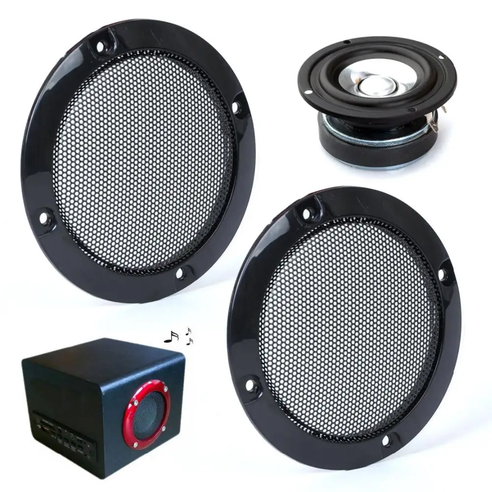 2pcs 3 Inch Black Circle Speaker Decorative Circle w/Black Protective Grille Mesh
