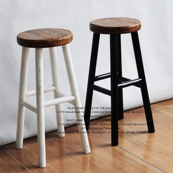 

Retro solid wood bar chair creative high chair European bar stool star tea shop front desk stool simple high stool