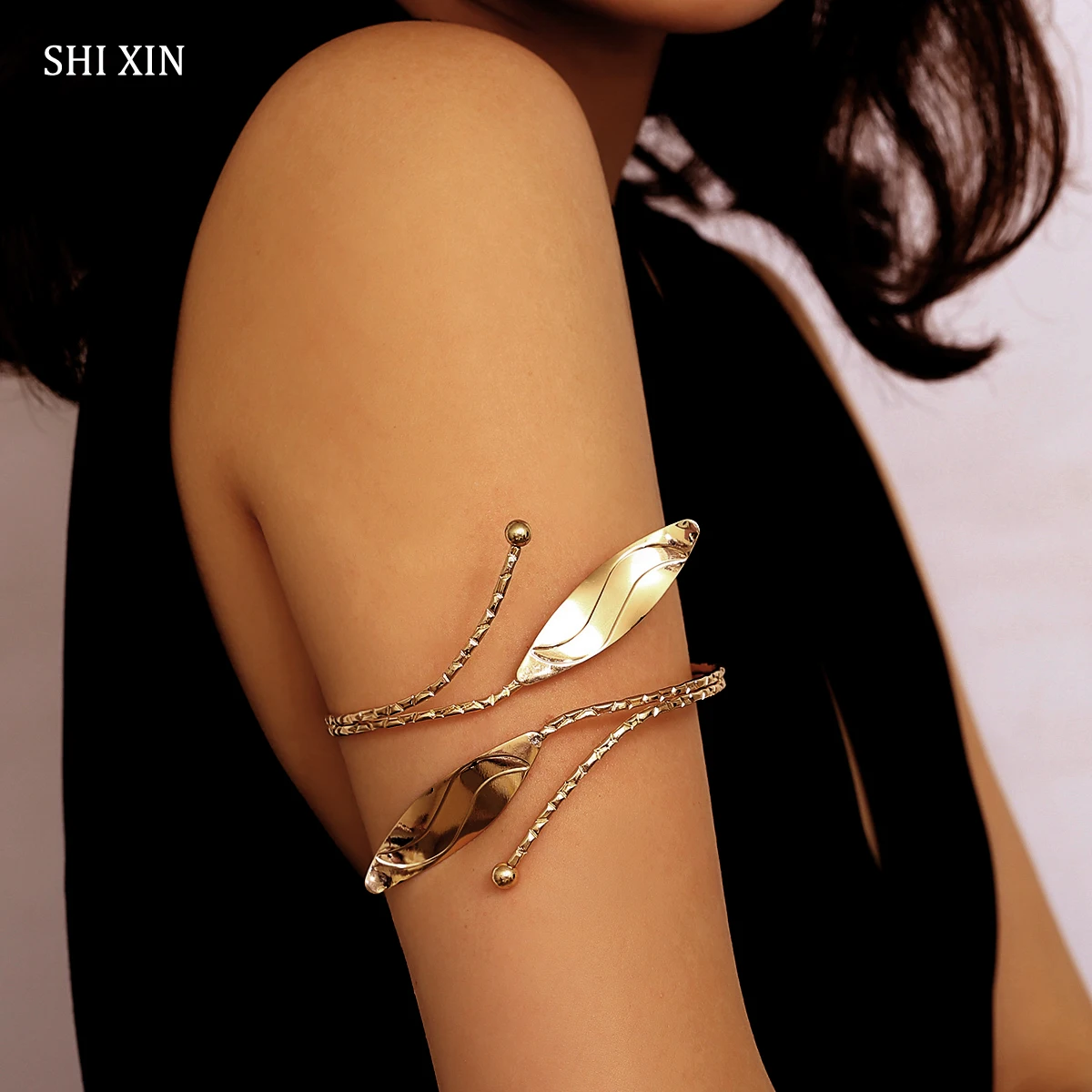 Shixin Boho Charms Metal Leaf Upper Arm Bracelets Bangles For Shixin Boho Charms Metal Leaf Upper Arm