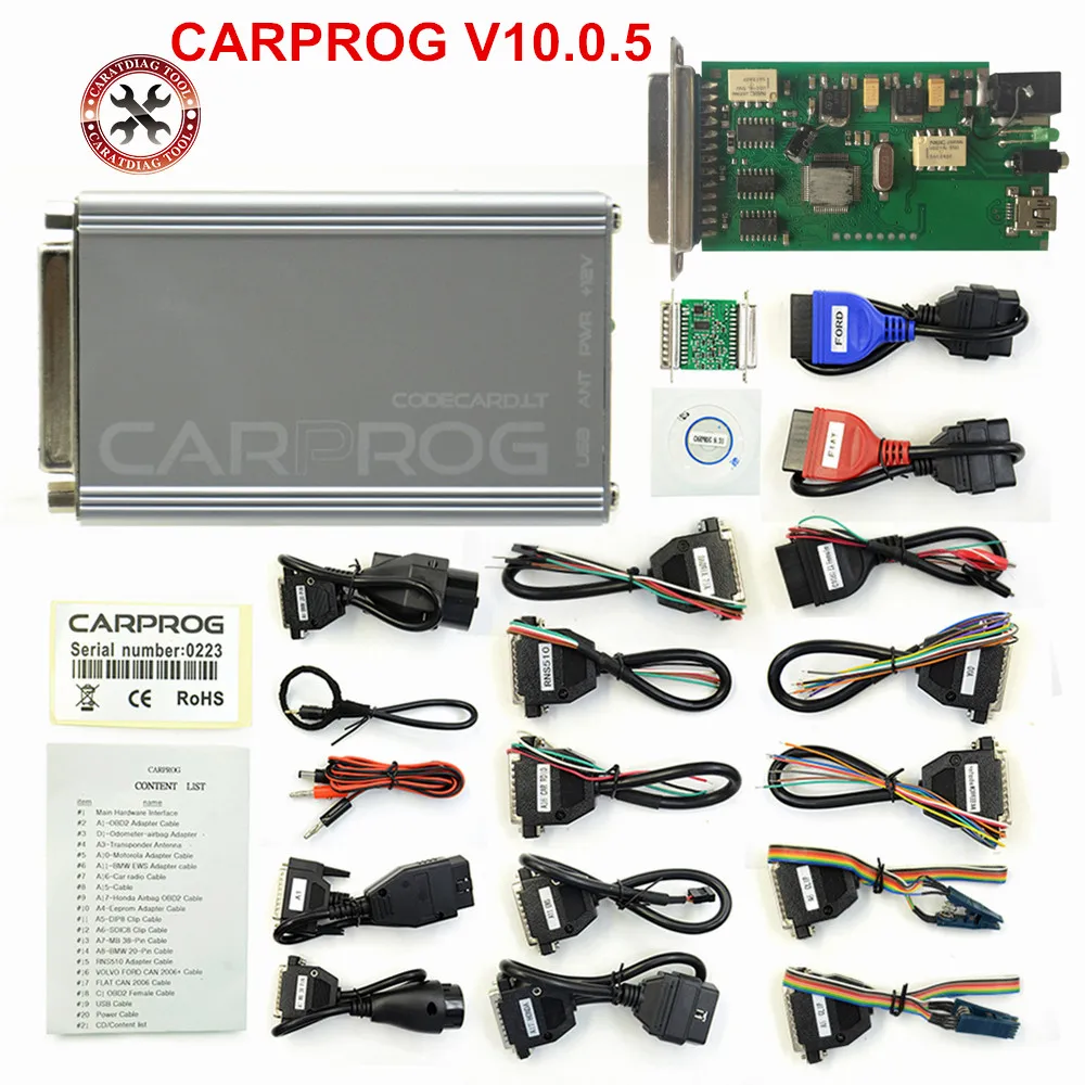 Новейшая модель Carprog Автомобиль Prog полный V10.0.5 с 21 Адаптеры универсальный