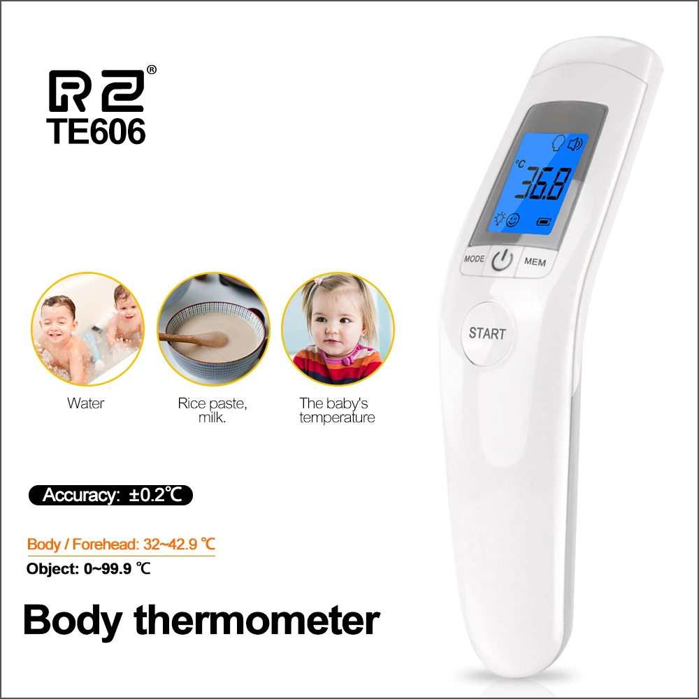 

RZ Baby Infrared Thermometer Digital LCD Baby Children Adults Forehead Ear Non-Contact Adult Body Fever IR Children Thermometer