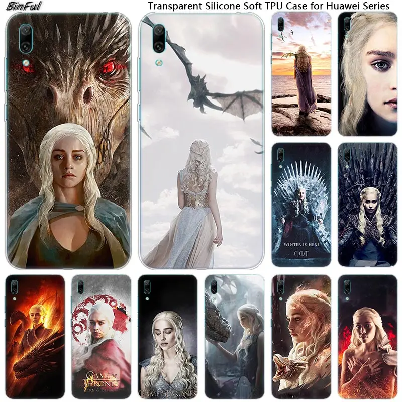 Горячая Распродажа силиконовый чехол для телефона daeneris Targaryen Game of Throne для huawei mate 10 20 Lite Pro Enjoy 9S Y9 Y7 Y6 Y5 Pro