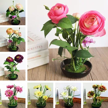 

Artificial Flower Simulation Rose Chrysanthemum Silk Flowers Plant Bonsai Wedding Home Decoration Creative Flower Potted