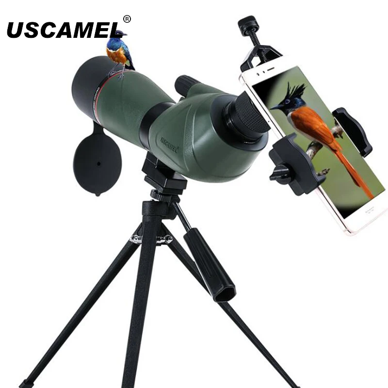 USCAMEL Professional Bird Watching Scope Monocular Telescope 20-60x60/20-60x80 Spotting Scope Landscape Camping Travel Tripod