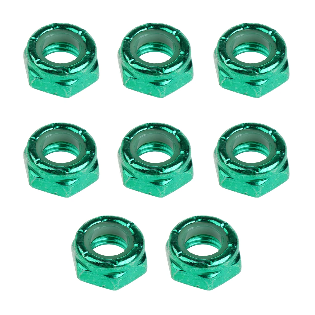 8pcs Pack Durable Skateboard Longboard Trucks Wheels Replacement Axle Nuts Hardware for Longboard Repair