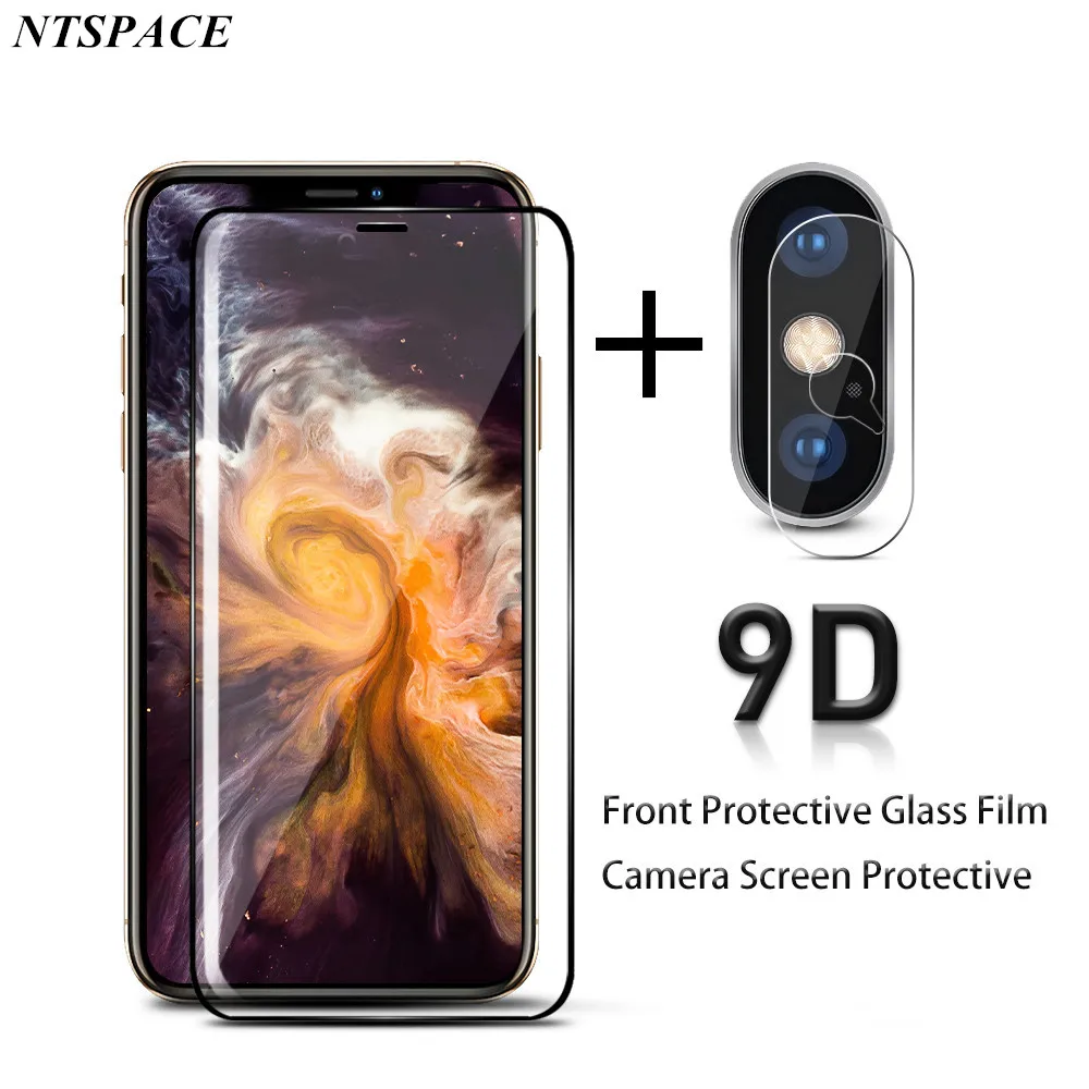 

2 In 1 Camera Len Film Protector Glass For iPhone X XS 7 8 Front Screen Protective Tempered Glass For iPhone XR XSmax Full Cover