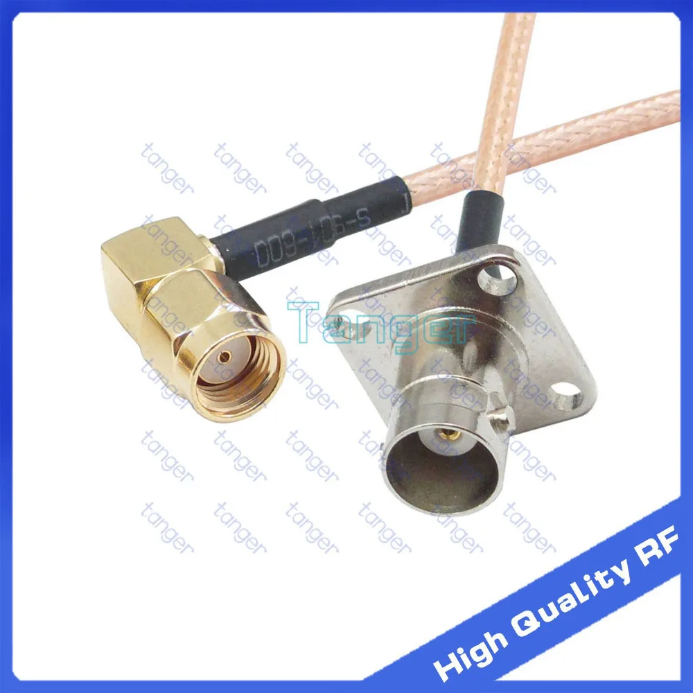 

BNC female 4hole panel to RP-SMA female right angle with RG-316 RFCoaxial Pigtail Jumper cable 6" 15cm Tanger cable High Quality
