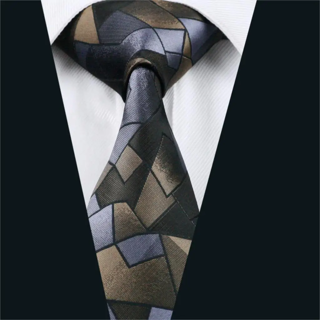 

DH-980 Mens Tie Brown Novelty NeckTie Silk Jacquard Ties For Men Business Wedding Party Free Shipping
