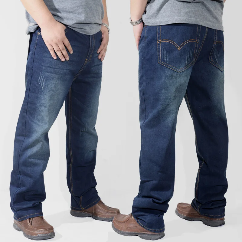 plus size clothing fat men loos jeans trousers large XL~5XL fashion ...