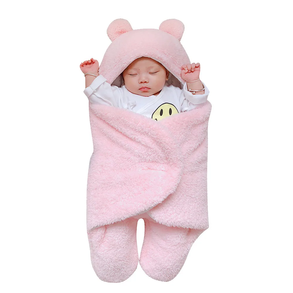 

Newborn Infant Baby Cute Cotton Solid Sleeping Blanket Boy Girl Wrap Swaddle 2018 solid color warm and windy cute hot sale