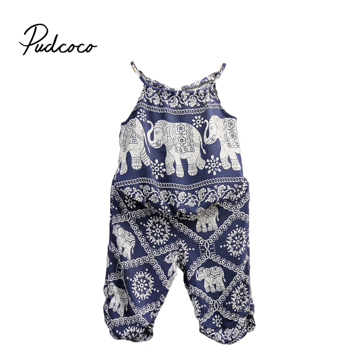 Pudcoco Newborn Baby Girls Clothed Sets Elephant Print Summer Braces Vest Tops + Long Loose Pants Outfits 2Pcs 2-7T | Детская одежда и