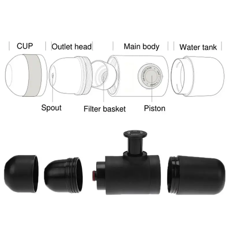 Мини-кофеварка, ручная кофеварка, портативная Эспрессо-Кофеварка высокого давления, ручная Эспрессо-кофеварка для дома, путешественника