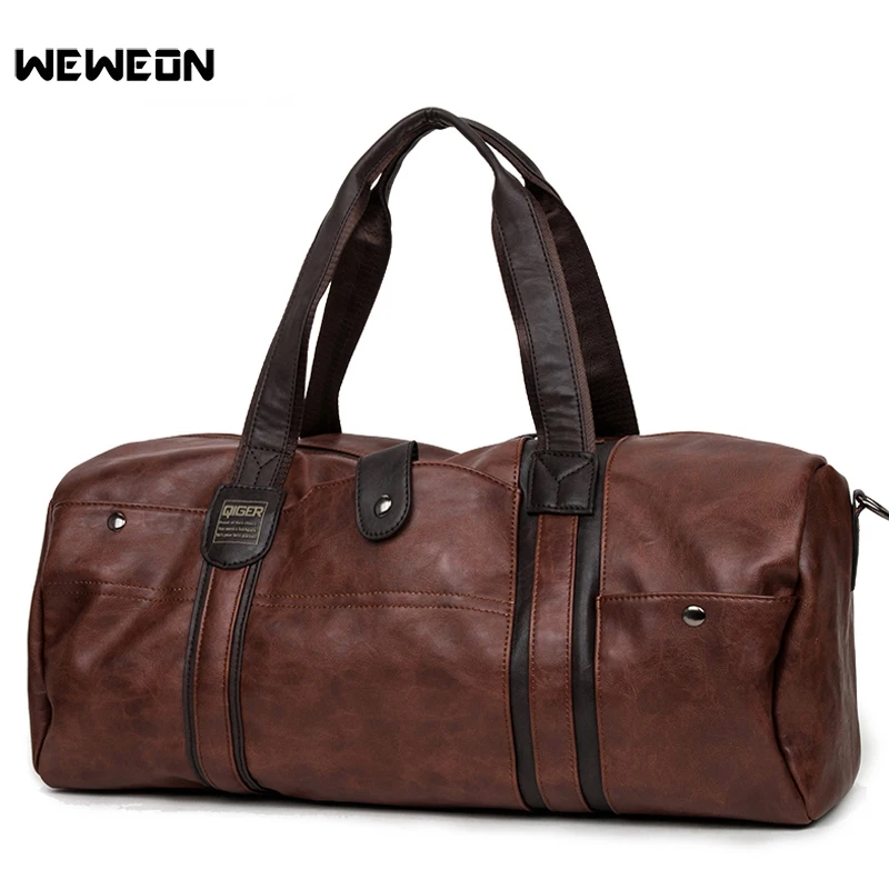 Men's Leather Sports Training Bag Large PU Gym Bag Fitness Sporting Bags Duffel Tote Travel Shoulder Handbag