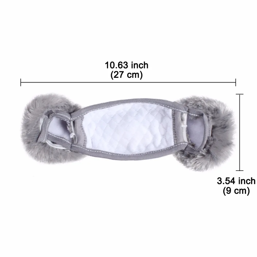 Winter Plush Mouth-Masks For Children Earloop Face-Mouth Mask Warm And Dustproof Gray Cartoon Bear Pattern (2)