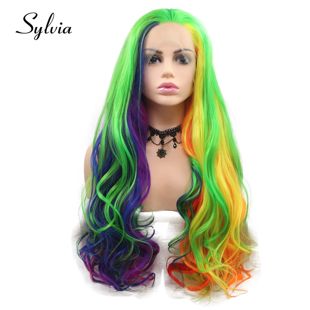 

Sylvia Multi Colorful Body Wave Synthetic Lace Front Wigs Green/Blue/Pink/Purple/Red/Yellow/Orange Piano Colors Heat Resistant