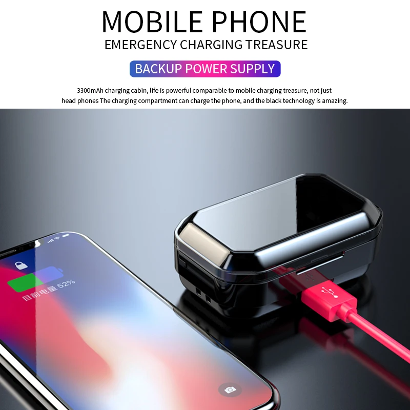G02 V5.0 Bluetooth стерео наушники беспроводные IPX7 водонепроницаемые сенсорные наушники гарнитура 3300 мАч светодиодный аккумулятор с дисплеем type-c чехол для зарядки