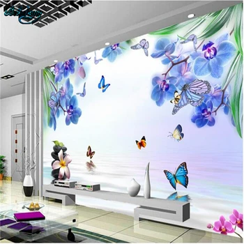 

beibehang Large Custom Nonwovens Wallpaper Mural Simple Blue Fantasy Butterfly Background Wall Decorative Painting