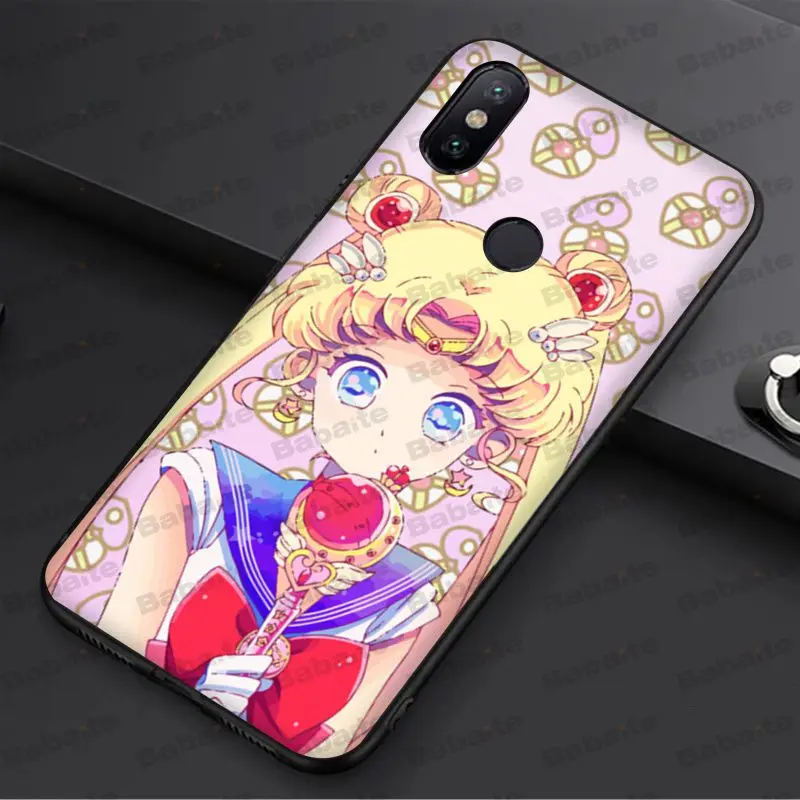 Умный чехол Babaite Sailor Moon girl черный мягкий для телефона redmi 5plus 5A 6pro 4X note5A note4x note7 6A
