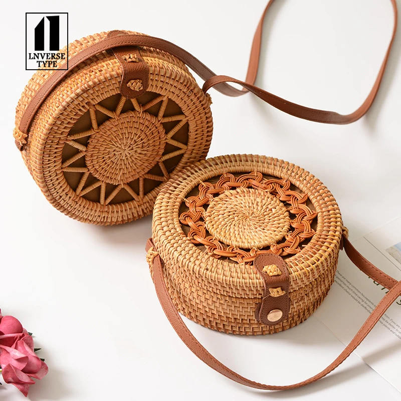 

Square Round Mulit Style Straw Bag Handbags Handmade Woven Beach Circle Bohemia Handbag New Fashion 2019 Women Summer Rattan Bag