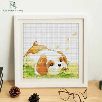 

Romantic Story Cross Stitch Kits Beginners Embroidery Puppy bedroom study decoration Needlework Cross-stitch 2134