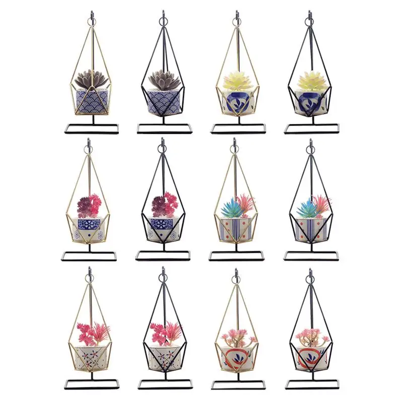 

Innovative Succulents Flower Pot Ceramic Desktop Potted Plant Flower Pot Hanging Rope Basket Simulation Plant Small Flower Stand