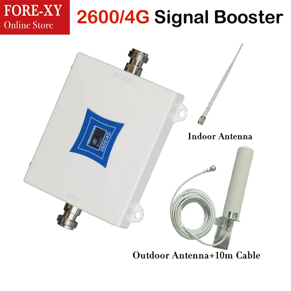 

ZQTMAX 4g signal booster 2600mhz Band7 FDD LTE 2600 Cellphone Signal Repeater Mobile Cellular Amplifier + 4g antenna set