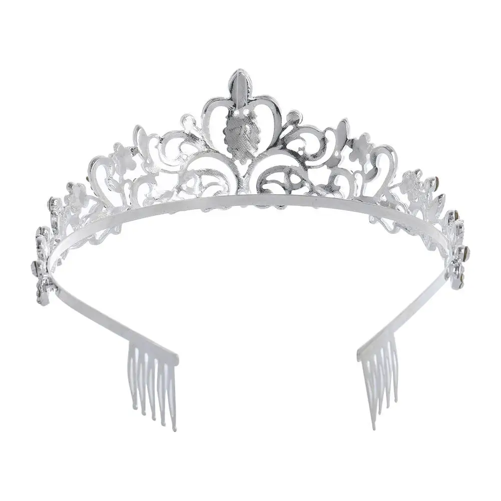 

Exquisite Rhinestone Hollow Flower Tiara Headband Comb Pin Bridal Hair Decor Luxury Jewerly