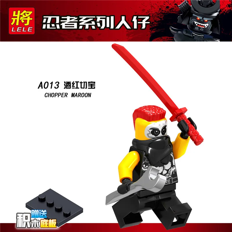 A001-016 A033-044 120 шт ниндзя Коул Железный барон харуми ня Мисако Коул фиолетовый гармадон морда строительные блоки кирпичи минифиги - Цвет: Коричневый