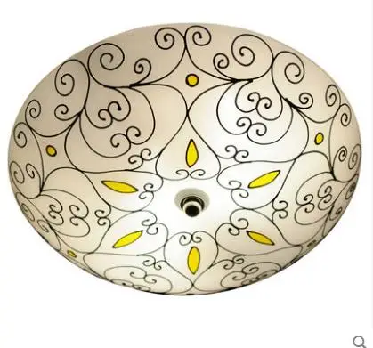 

16inch Mediterranean Bohemia Flower Vine Pastoral Ceiling Light Round Glass Lampshade lamparas de techo abajur