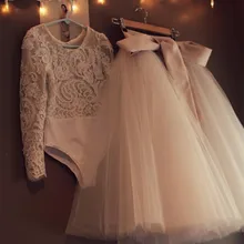 Свадебные Платья с цветочным узором для девочек; платья для первого причастия для девочек с длинными рукавами; 2 предмета; пышные платья с кружевной аппликацией для девочек; 104