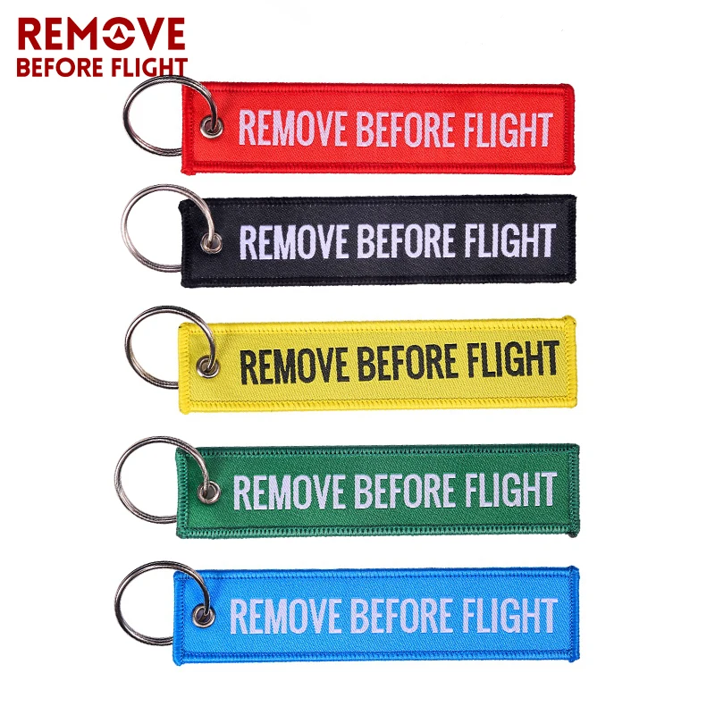 

3 PCS/LOT Remove Before Flight Woven Key Tag Special Luggage Label Red Chain Keychain for Aviation Gifts OEM Key Ring Jewelry