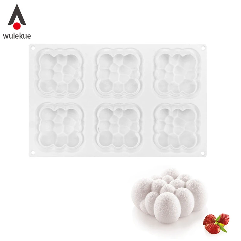 

Wulekue Silicone 6 Cavity 3D Sky Cloud Mold For Chocolate Dessert Mousse Bakeware Pastry Mould Decorating Baking Tools