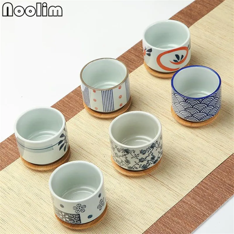 

Concise Korea Style Succulent Plant Pot With Wooden Base Handpainted Tabletop Vase Creative Ceramic Green Plant Mug