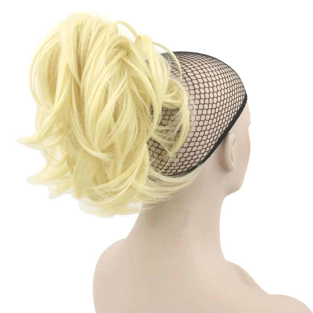 Fake Hair Extensions Short Curly Hair Piece Gray Claw Ponytail Synthetic Hair Blonde Clip In Extensions Hairpiece Pony Tail